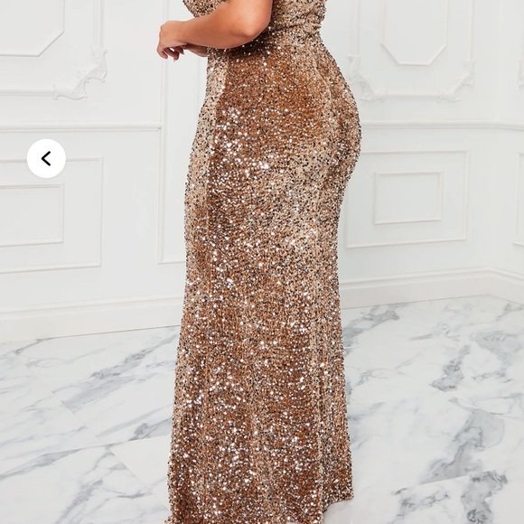 Fashion Nova Bronze Strapless Sequin Dress - Picture 2 of 7